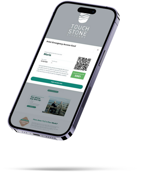 Touchstone Life Care digital advance care plan - retrieve by QR code
